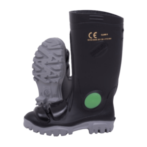 Shosholoza GumbootBlack Grey Steel Toe + Midsole + Protector Gumboot